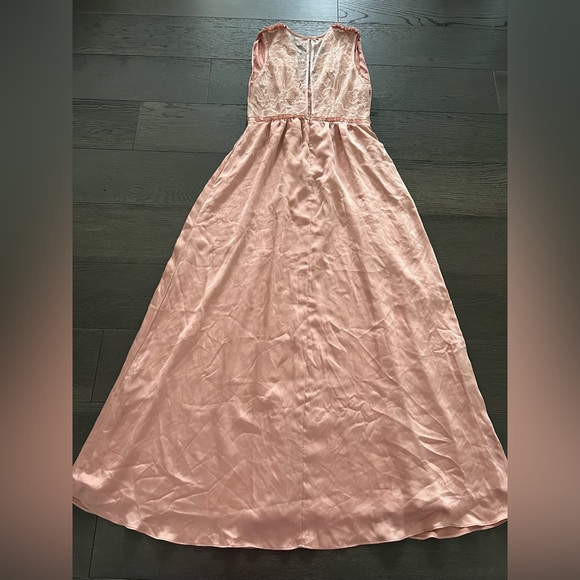 Womens H&M silky satin long powder pink dress Sz 10 - Picture 9 of 14